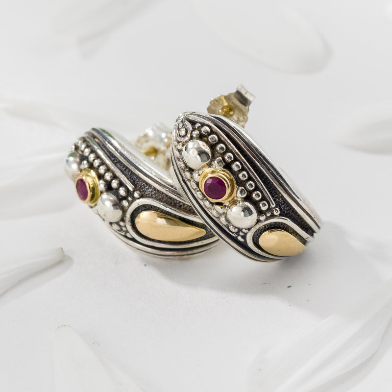 Sparta Half Hoop Earrings - 18k Gold & Sterling Silver - Hoop Earrings