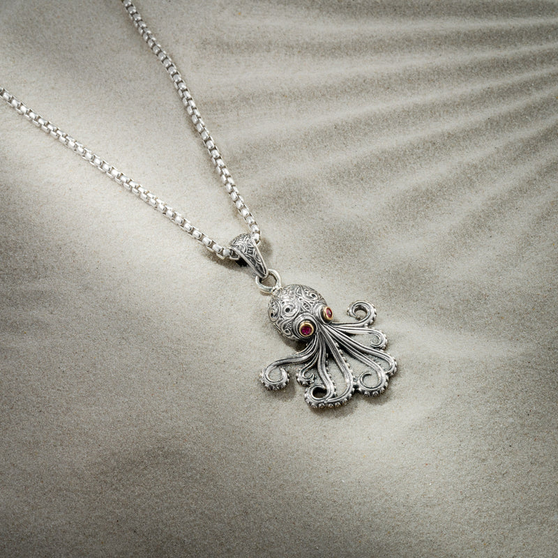 Thalassa Octopus Pendant  - 18k Gold & Sterling Silver Pendant
