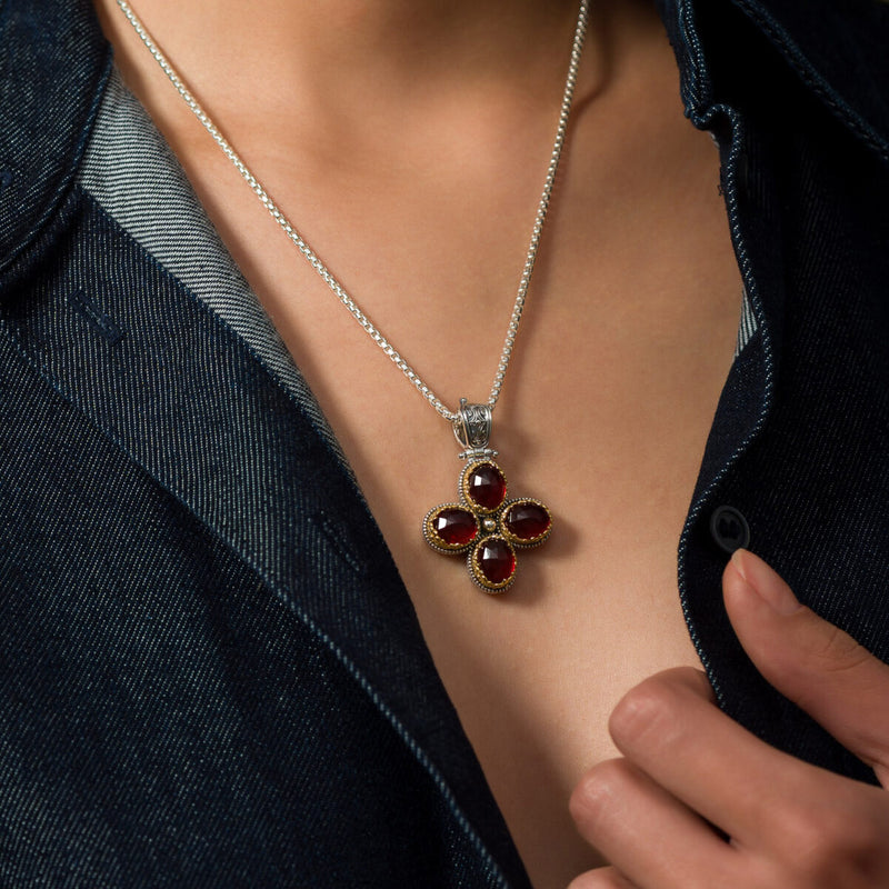 Pop Rocks Oval Dione Mini Cross - Gold Plated Sterling Silver