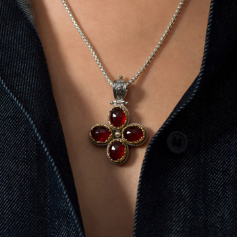 Pop Rocks Oval Dione Mini Cross - Gold Plated Sterling Silver