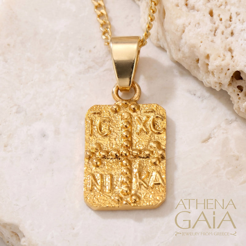Justinian and Theodora Cross (Small) - 14k Gold - Tablet Konstantinata
