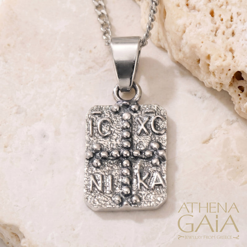 Justinian and Theodora Cross (Small) - Sterling Silver - Tablet Konstantinata