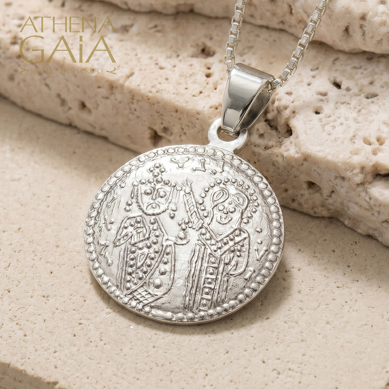 Justinian Theodora and Jesus Cross (Small) - Sterling Silver - Coin Konstantinata