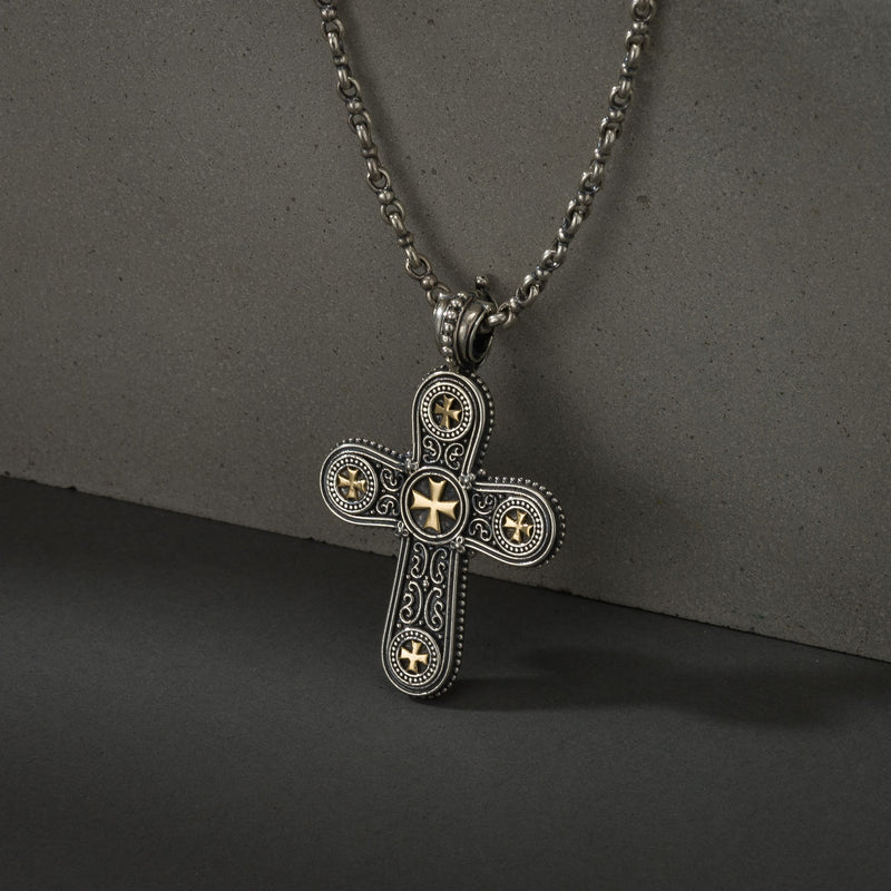 Five Cross Pomme Cross - Sterling Silver - Cross Necklace
