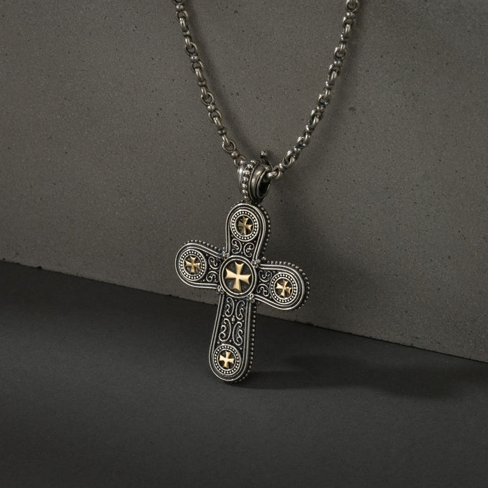 Five Cross Pomme Cross - Sterling Silver - Cross Necklace