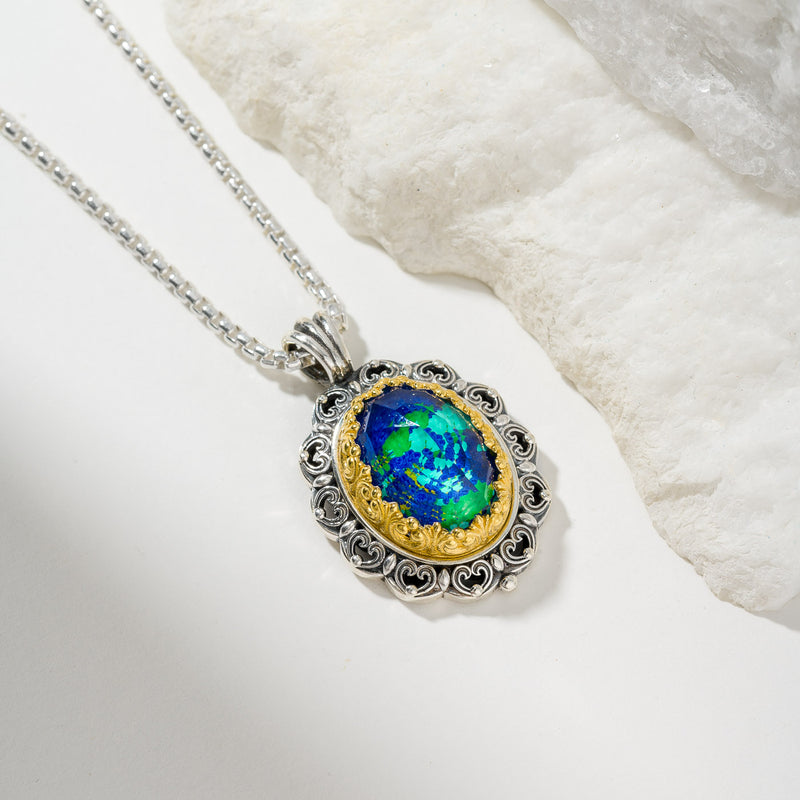 Pop Rocks Penelope Big Oval Pendant - Gold Plated Sterling Silver Pendant