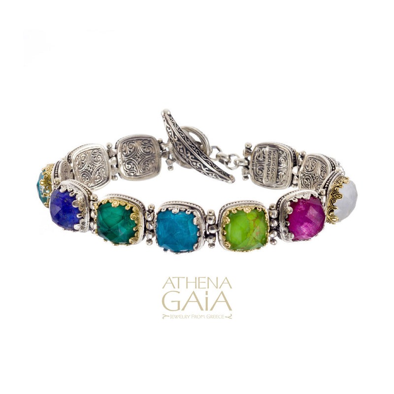 Pop Rocks Squares Link Bracelet - 18k Gold & Sterling Silver Bracelet