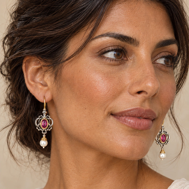 Honey Drop Chandelier Earrings - 18k Gold and Sterling Silver - Pearl Drop Earrings
