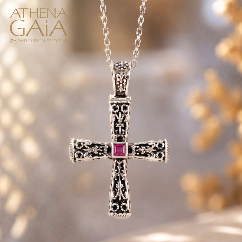 Pillars Orthodox Cross (Small) - Sterling Silver - Byzantine Cross
