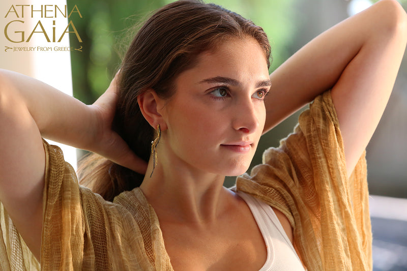 Long Branch Earrings - Gold Plated Sterling Silver Earrings