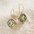 Cyclades Circle Framed Earrings - 18k Gold & Sterling Silver - French Wire Earrings
