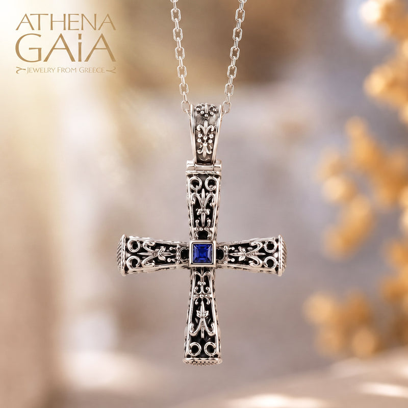 Pillars Orthodox Cross (Small) - Sterling Silver - Byzantine Cross