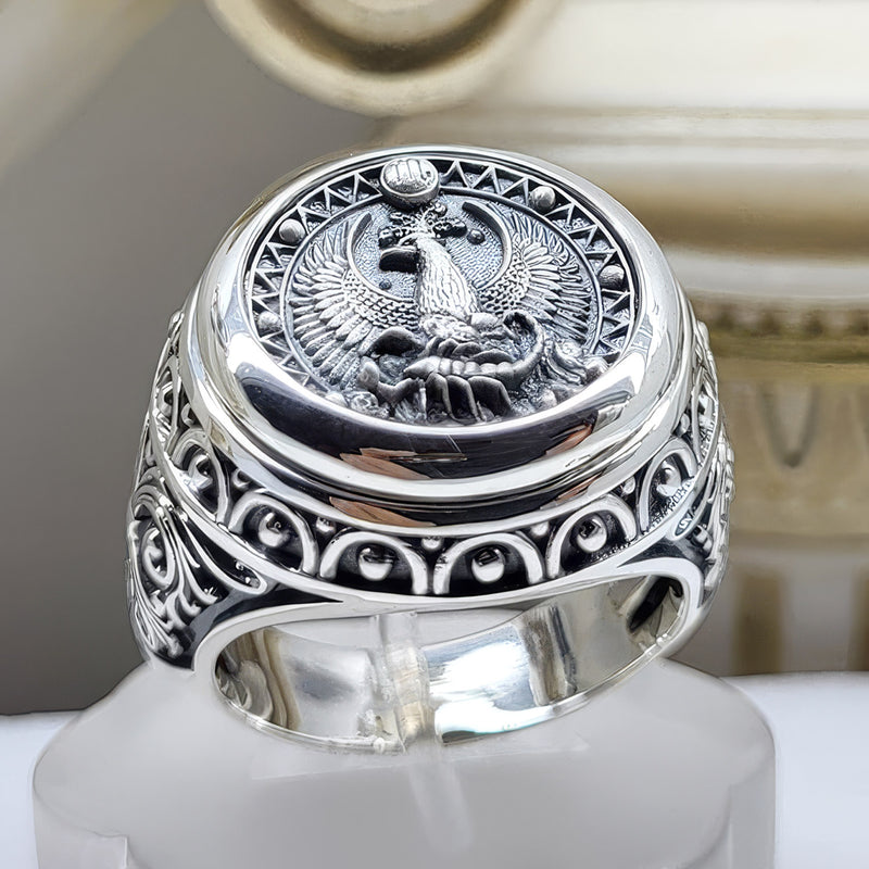 Scorpio Zodiac Sign Ring - Sterling Silver - Signet Ring