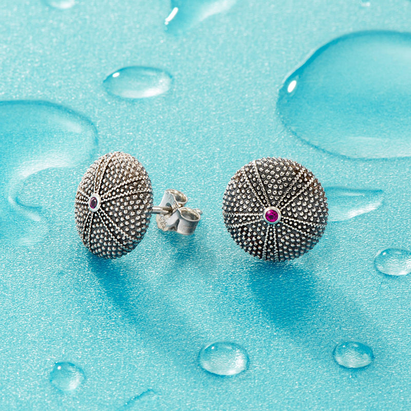 Thalassa Sea Urchin Silver Post Earrings - Sterling Silver Earrings