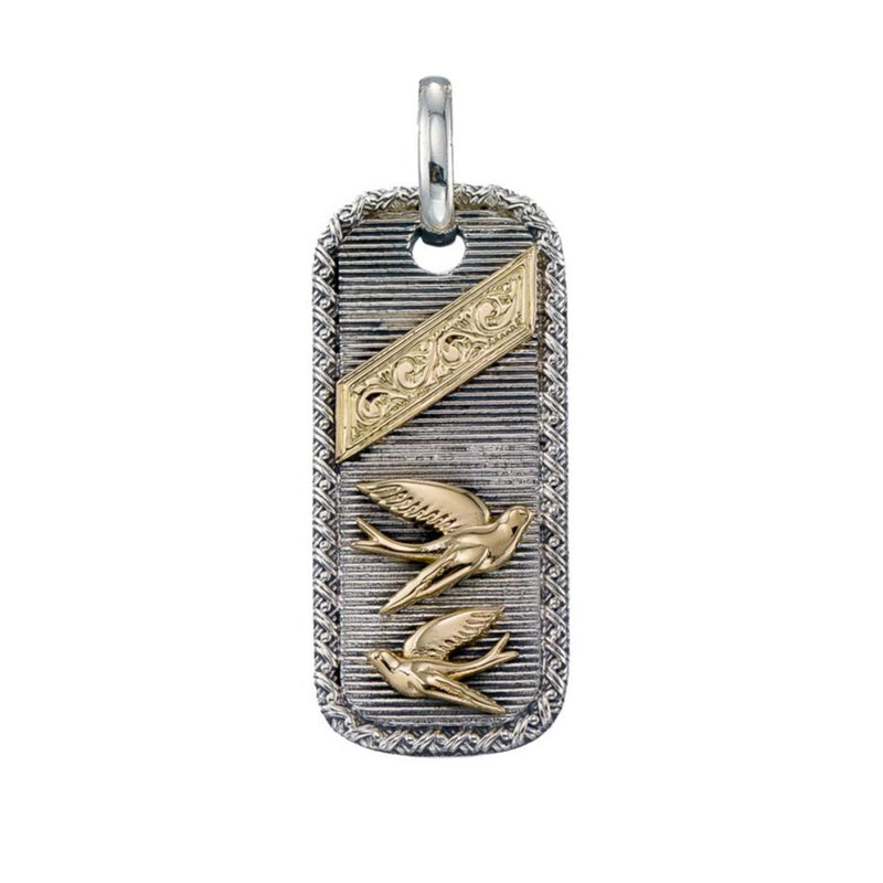 Swallows Talisman Pendant - 18k Gold & Sterling Silver Pendant