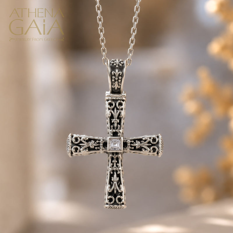 Pillars Orthodox Cross (Small) - Sterling Silver - Byzantine Cross