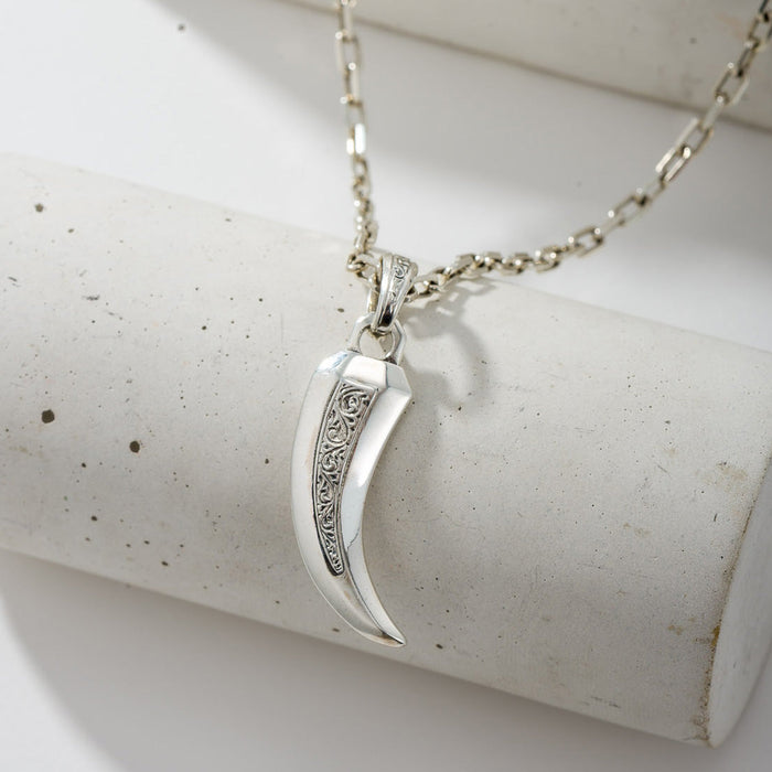 Simplicity Claw Amulet Pendant - Sterling Silver Pendant