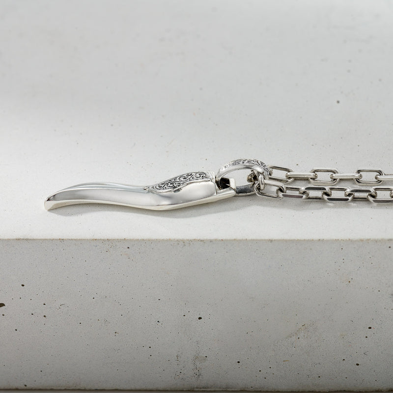 Simplicity Thin Claw Amulet Pendant - Sterling Silver Pendant