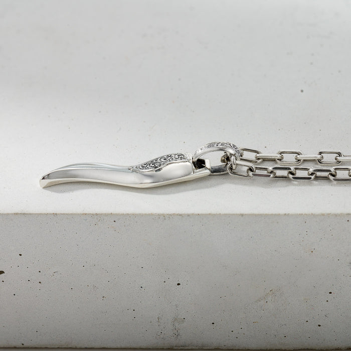 Simplicity Thin Claw Amulet Pendant - Sterling Silver Pendant