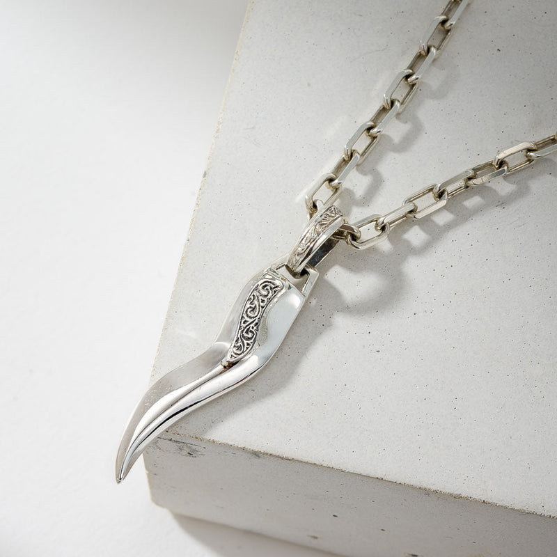 Simplicity Thin Claw Amulet Pendant - Sterling Silver Pendant
