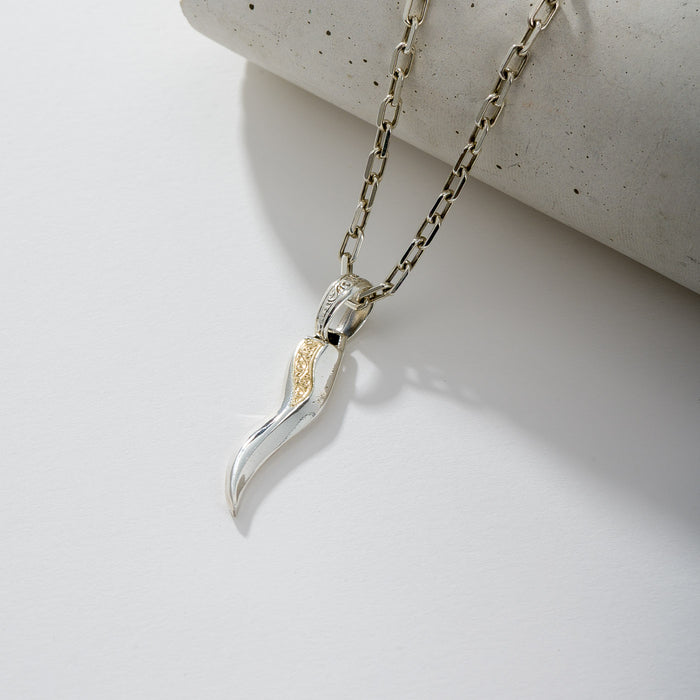 Simplicity Thin Claw Amulet Pendant - 18k Gold & Sterling Silver