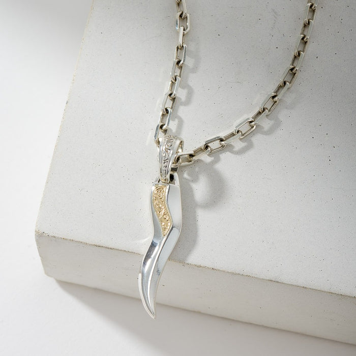 Simplicity Thin Claw Amulet Pendant - 18k Gold & Sterling Silver