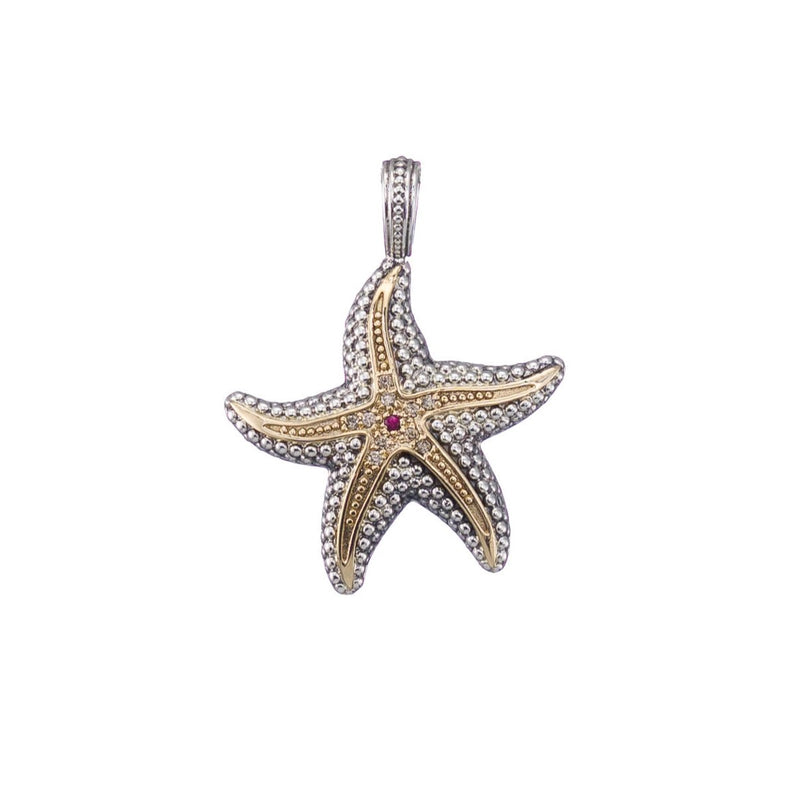 Thalassa Starfish Diamond Gemstone Pendant - 18k Gold & Sterling Silver Pendant