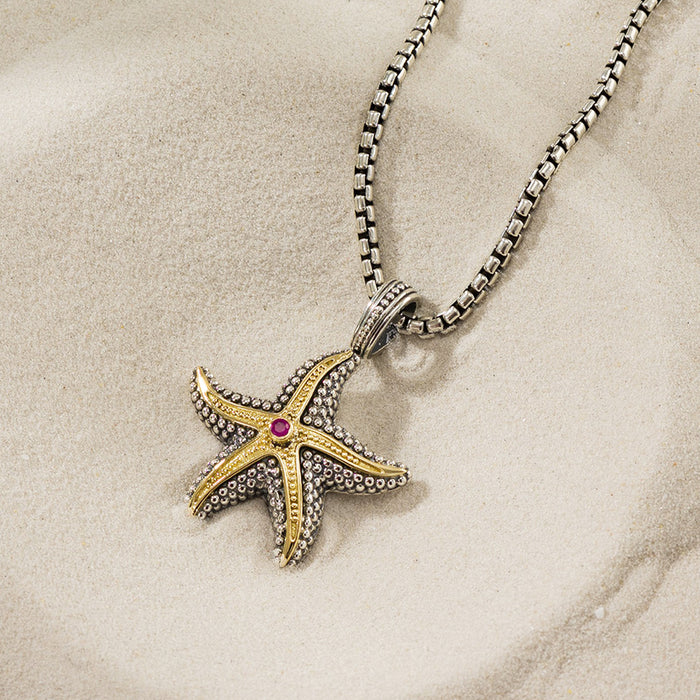 Thalassa Small Starfish with Stone Pendant