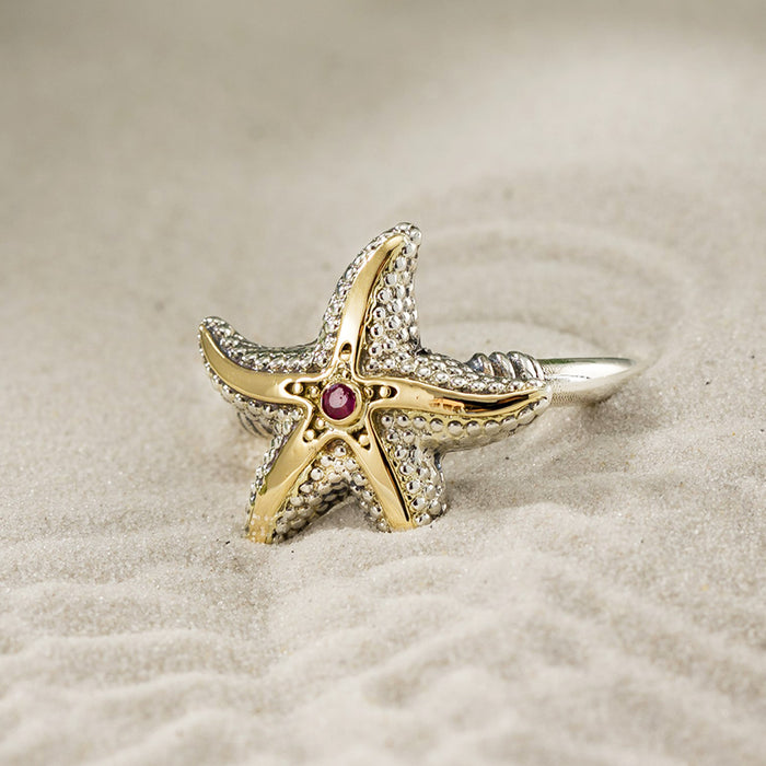 Thalassa Starfish with Gemstones Ring