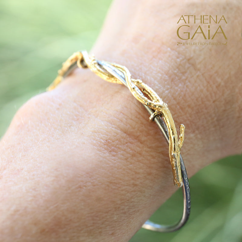 Branch Cuff Bracelet - Gold Plated Sterling Silver Bracelet