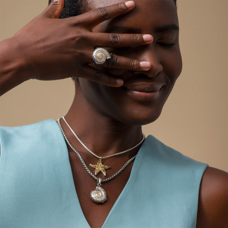 Thalassa Starfish Pendant - 18k Gold & Sterling Silver Pendant