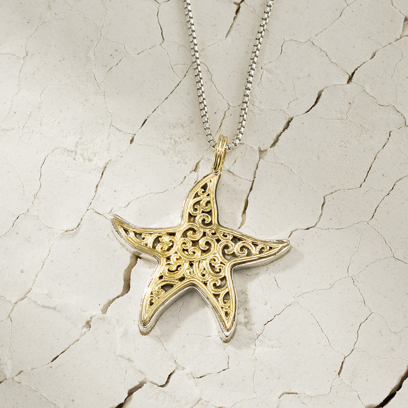 Thalassa Starfish Pendant - 18k Gold & Sterling Silver Pendant