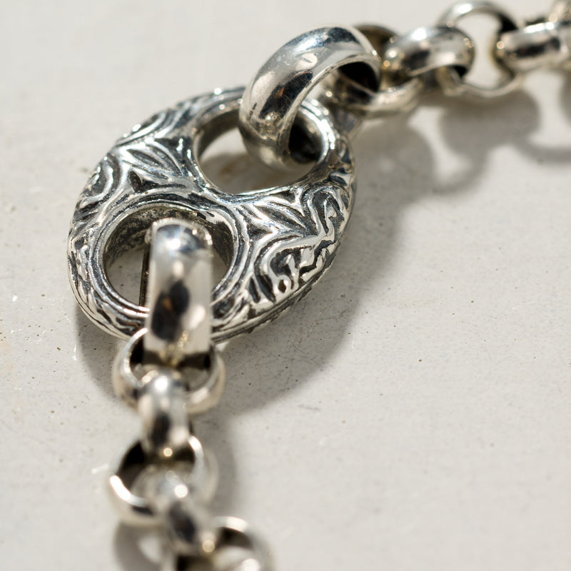 Single Station Anchor Link Bracelet - Sterling Silver - Link Bracelet