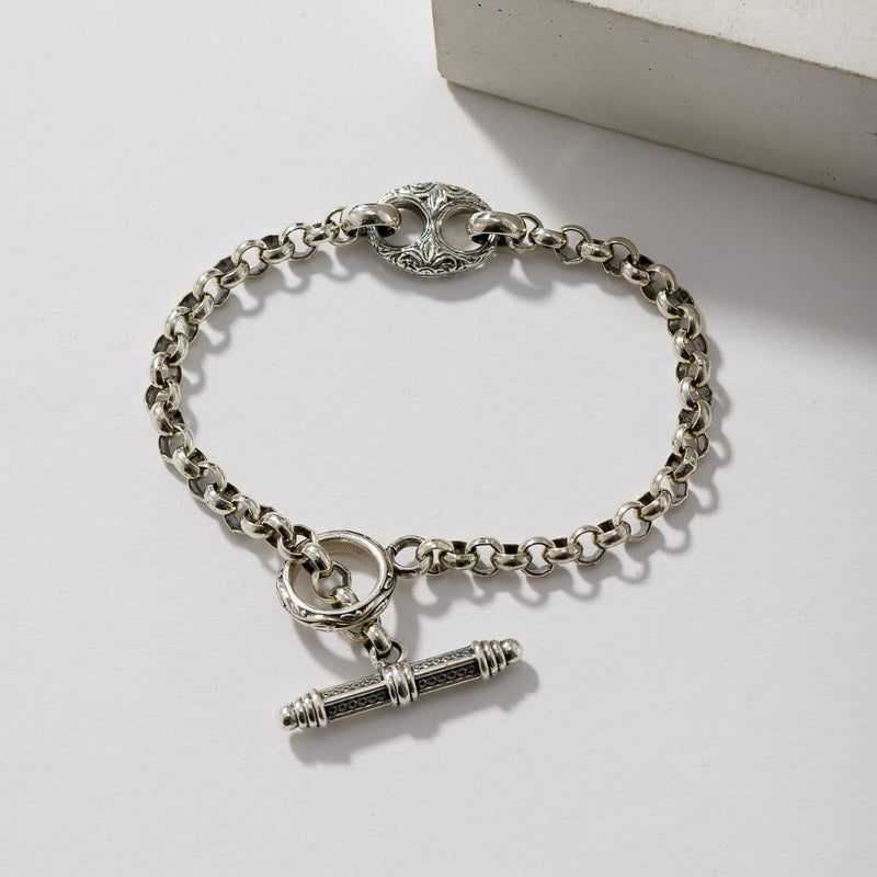 Single Station Anchor Link Bracelet - Sterling Silver - Link Bracelet