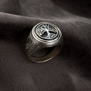 Silver ring with tree of life design