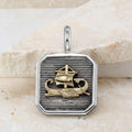 Trireme Talisman Square Pendant - 18k Gold & Sterling Silver Pendant