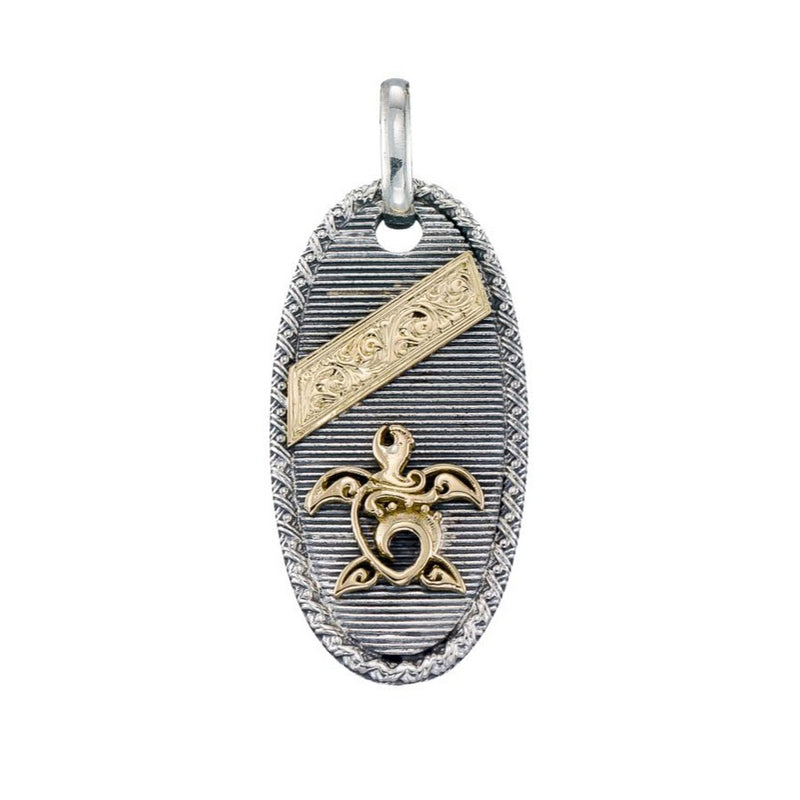 Turtle Talisman Pendant - 18k Gold & Sterling Silver Pendant