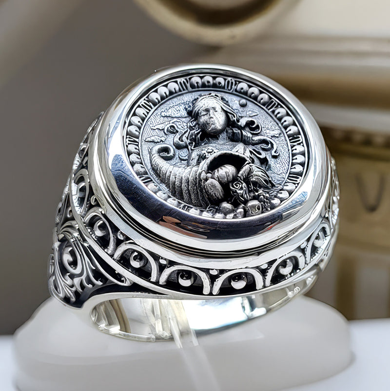 Virgo Zodiac Sign Ring - Sterling Silver - Signet Ring