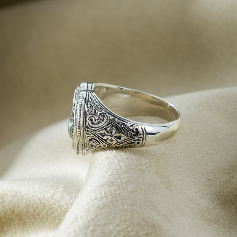 Winged Heart Talisman Ring - Sterling Silver - Heart-Shaped Signet Ring