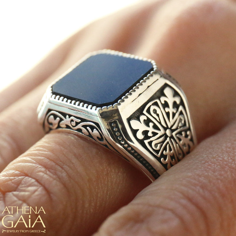 Etched Silver Signet Ring (In-Stock)