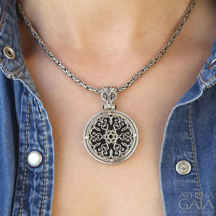 Star of David Meander Pendant - Sterling Silver Pendant
