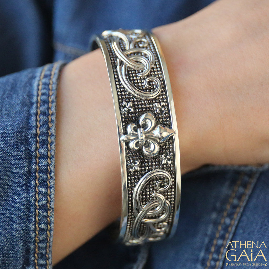 Fleur De Lis Open Bracelet (In-Stock)