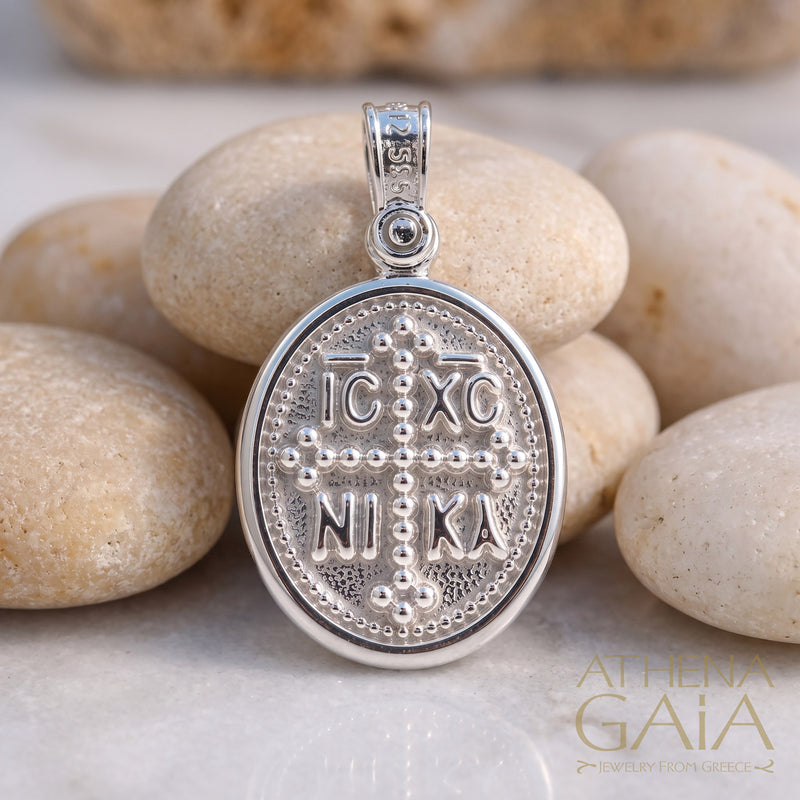 ICXC NIKA Mother and Child Konstantinata Cross - Sterling Silver