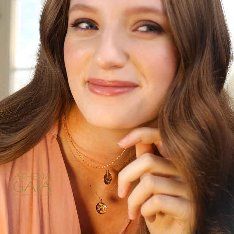 Graduated Circles Concave Disc Gold Necklace - 14k Gold Necklace