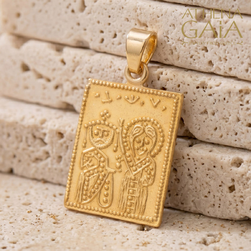 Justinian and Theodora (Large) - 14k Gold - Tablet Konstantinata