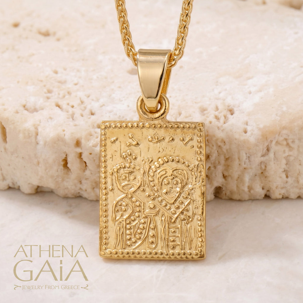 Justinian and Theodora (Small) - 14k Gold - Tablet Konstantinata