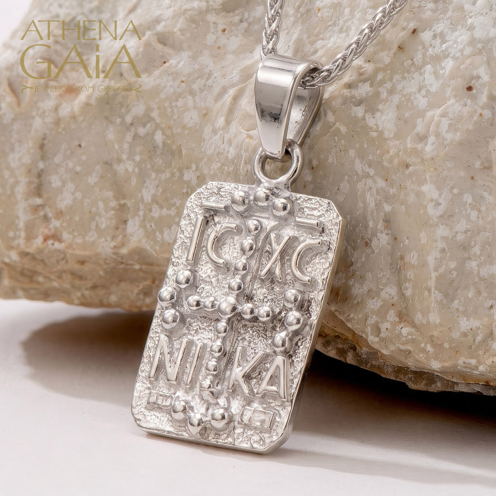 ICXC NIKA Cross - Sterling Silver - Tablet Konstantinata