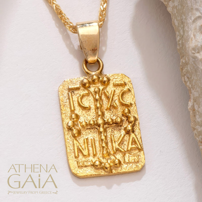 ICXC NIKA Cross - 14k Gold - Tablet Konstantinata
