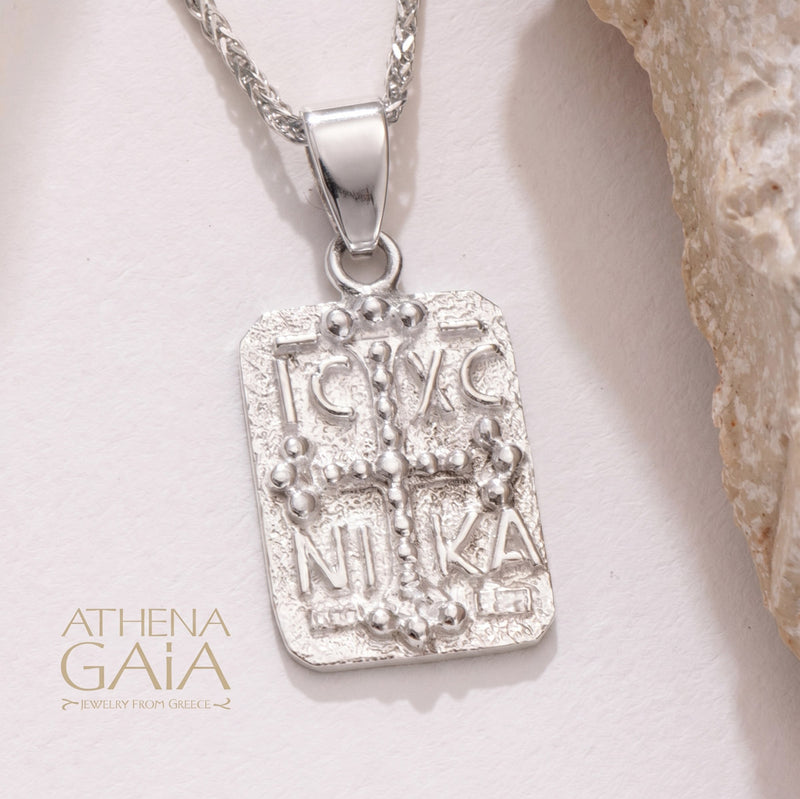 ICXC NIKA Cross - Sterling Silver - Tablet Konstantinata