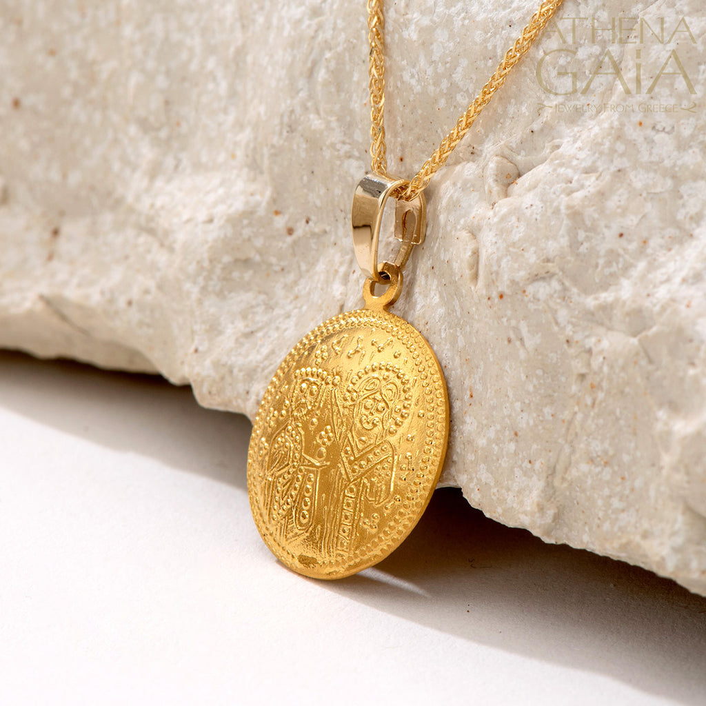 Justinian and Theodora with Jesus (Large) - 14k Gold - Coin Konstantinata (In-Stock)